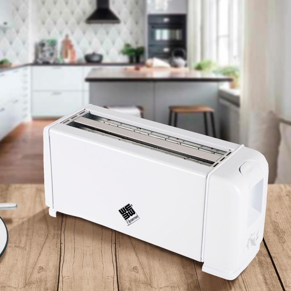 Tostador eléctrico 4 rebanadas  6 nivele de tostado, 1200W cuerpo de acero inoxidable Blanco